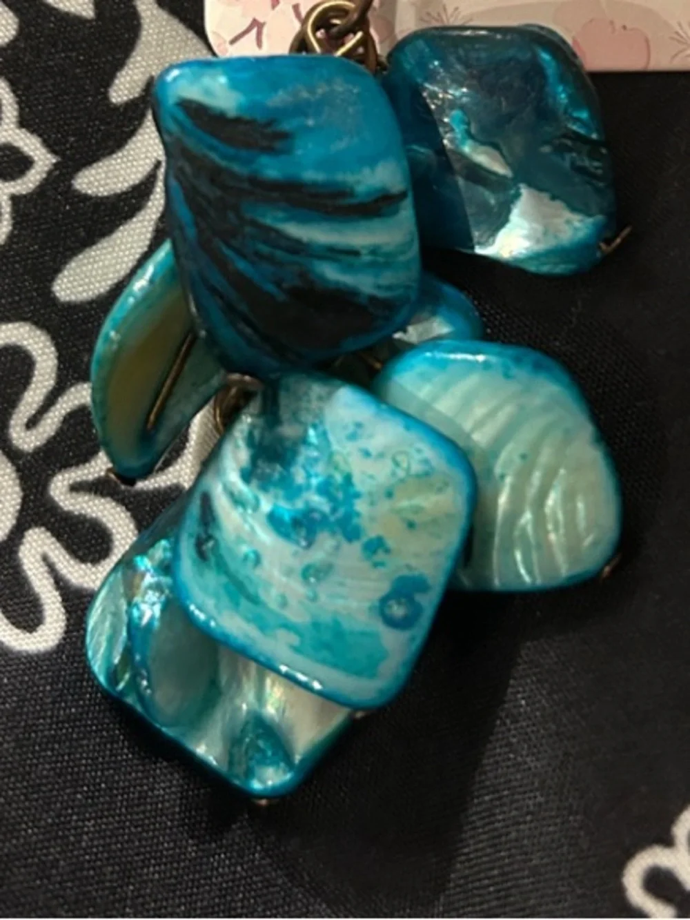 Blue Shell Cluster Drop Earrings - Brand